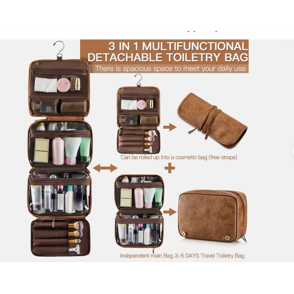 Elviros Hanging Toiletry Bag for Men 3-in-1 Large - Picture 5 of 5
